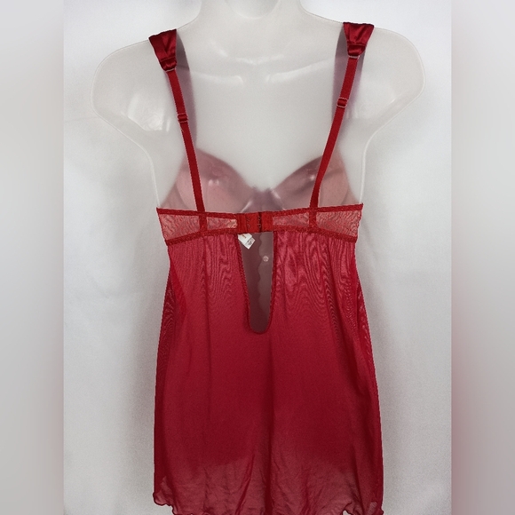 Elegant Red Lace Babydoll Lingerie (#1,382) - Picture 8 of 10